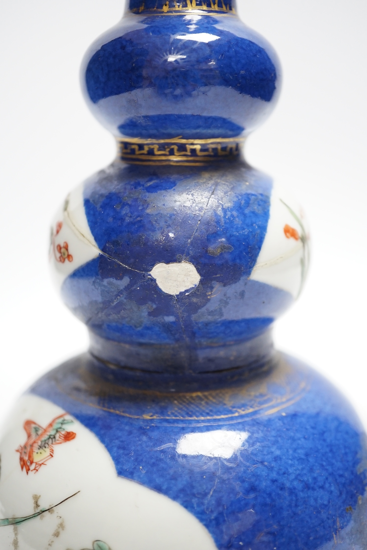 A Chinese powder blue vase, Qing dynasty, 23cm (a.f.)